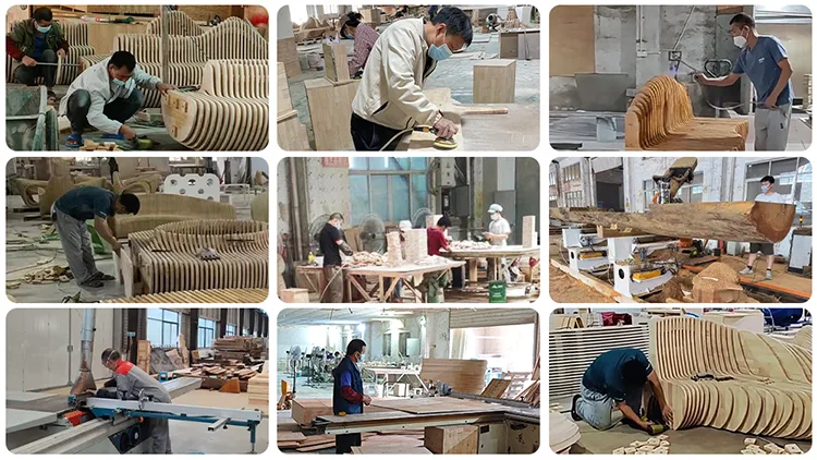 Parametric Wave Wood Bench